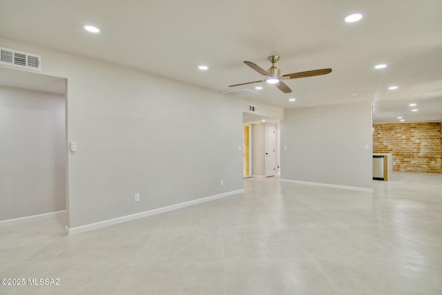 5754 S Ray Stra, Tucson, AZ 85706 - unfurnished living room with ceiling fan, recessed lighting, visible vents, and baseboards