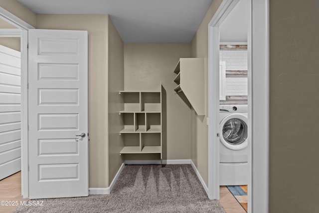 17789 S Silent Meadows Path, Sahuarita, AZ 85629 - laundry room featuring laundry area, washer / clothes dryer, carpet flooring, and baseboards