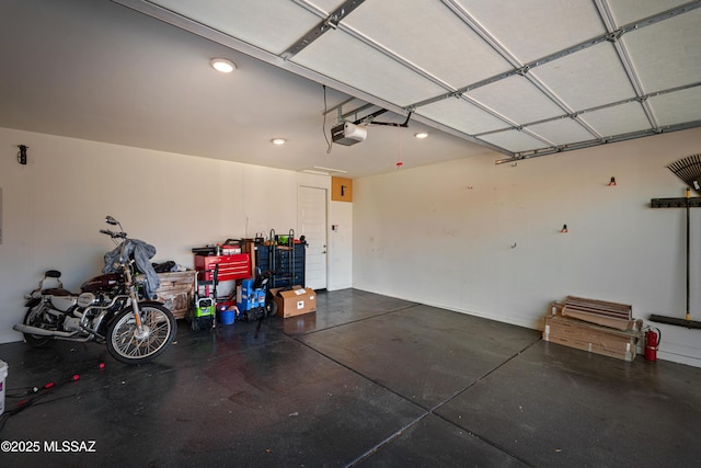 garage with a garage door opener
