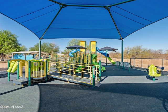 community play area with fence