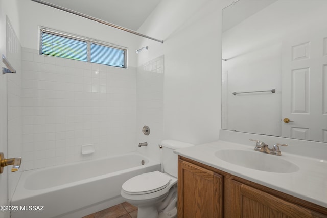 2145 N Horseshoe Trl, Tucson, AZ 85745 - full bath with vanity, toilet, shower / bath combination, and tile patterned flooring