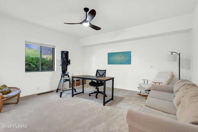 6210 N Camino Pimeria Alta, Tucson, AZ 85718 - home office with carpet floors, baseboards, and a ceiling fan