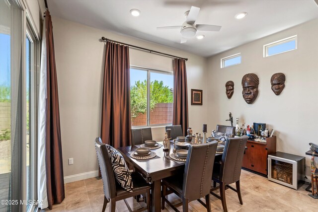 660 W Aviator Crossing Dr, Oro Valley, AZ 85755 - dining space featuring baseboards, ceiling fan, and recessed lighting