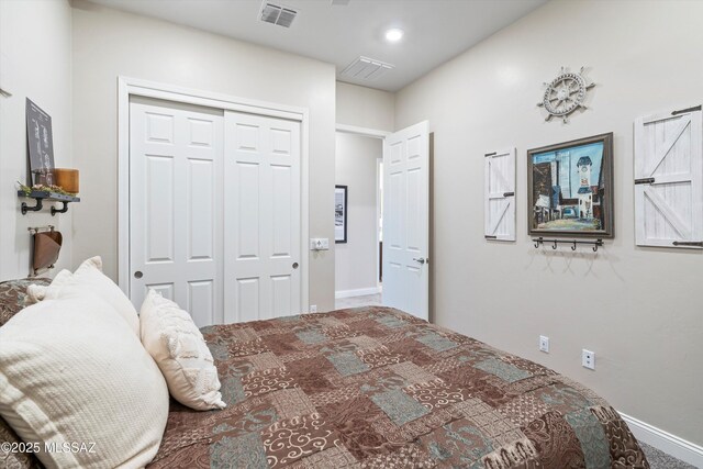 660 W Aviator Crossing Dr, Oro Valley, AZ 85755 - bedroom featuring carpet floors, recessed lighting, baseboards, visible vents, and a closet