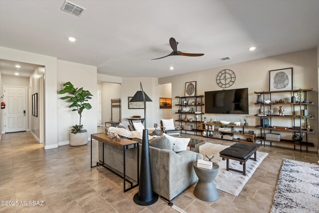 660 W Aviator Crossing Dr, Oro Valley, AZ 85755 - living area with a ceiling fan, recessed lighting, and visible vents
