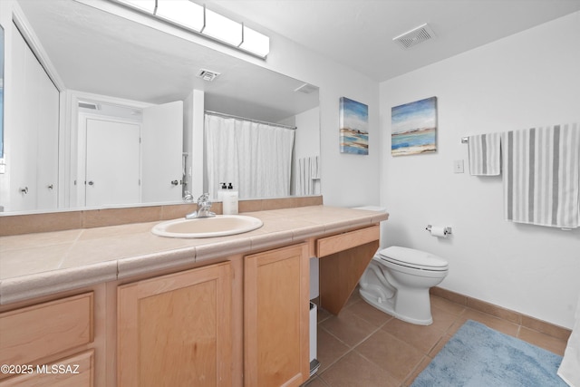 5675 N Camino Esplendora Unit 7-141, Tucson, AZ 85718 - bathroom featuring tile patterned floors, toilet, visible vents, and vanity
