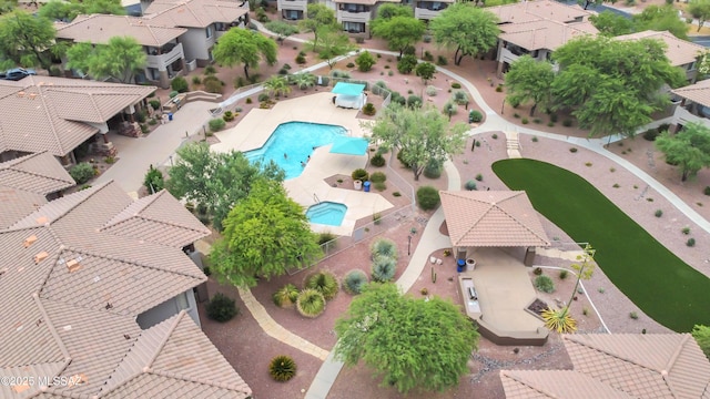 drone / aerial view with a residential view