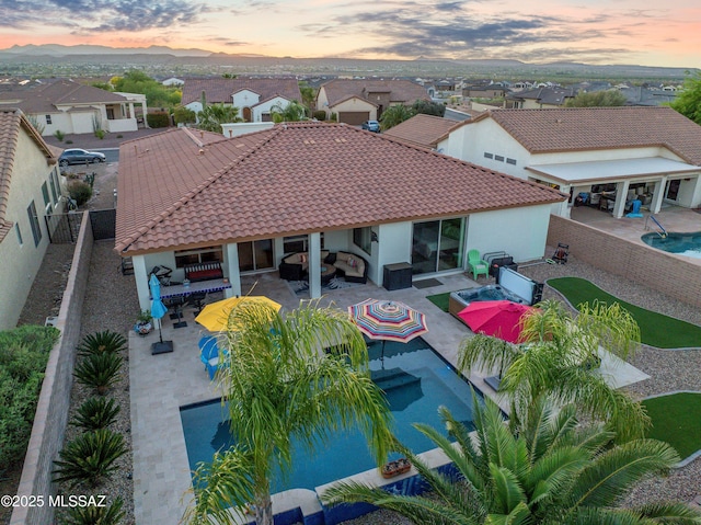 drone / aerial view with a residential view