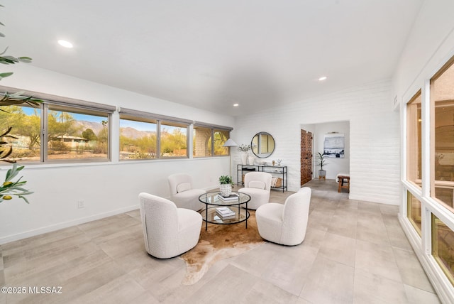 3855 N Via Avellana, Tucson, AZ 85718 - living room with lofted ceiling, recessed lighting, and a fireplace