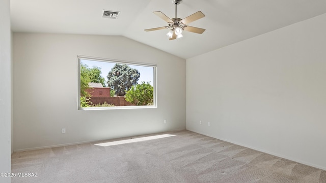 12693 N Rye Dr, Marana, AZ 85653 - empty room with a ceiling fan, carpet, and vaulted ceiling