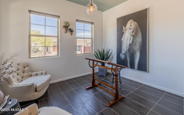 13274 Humphreys Peak Dr, Oro Valley, AZ 85755 - living area with baseboards and dark tile patterned flooring