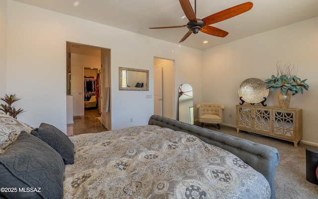 13274 Humphreys Peak Dr, Oro Valley, AZ 85755 - bedroom featuring baseboards, a spacious closet, a ceiling fan, and recessed lighting
