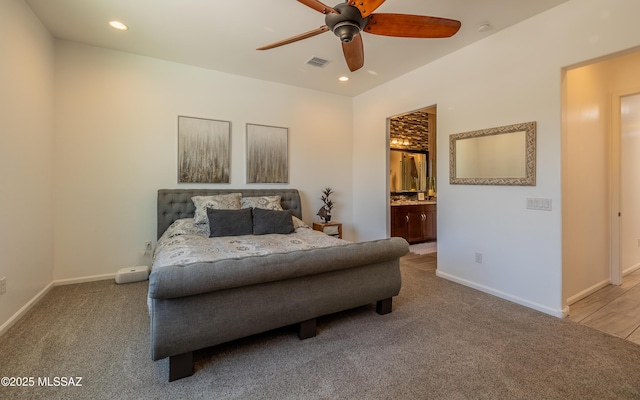 13274 Humphreys Peak Dr, Oro Valley, AZ 85755 - bedroom with baseboards, visible vents, carpet flooring, and recessed lighting