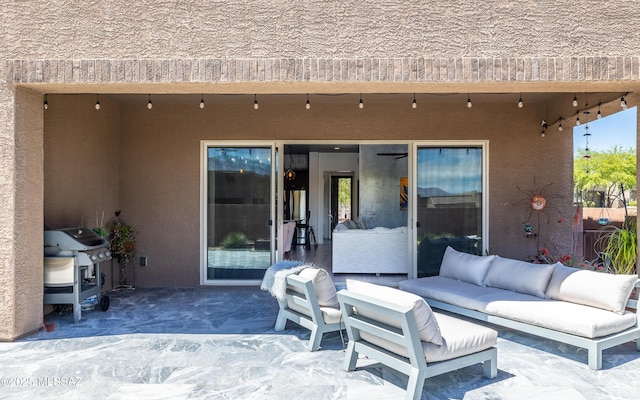 13274 Humphreys Peak Dr, Oro Valley, AZ 85755 - view of patio with a grill and an outdoor living space