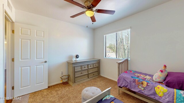 502 N Citadel Ave, Tucson, AZ 85748 - bedroom with ceiling fan, baseboards, carpet flooring, and visible vents