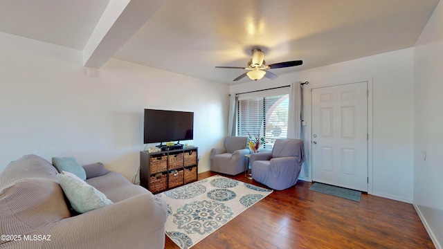 502 N Citadel Ave, Tucson, AZ 85748 - living room with baseboards, a ceiling fan, and wood finished floors