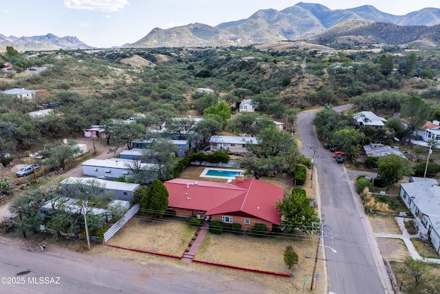 aerial view with a mountain view