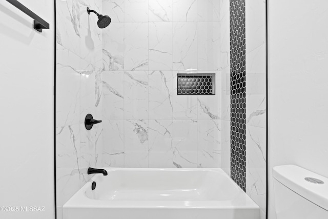 full bath with toilet and bathtub / shower combination