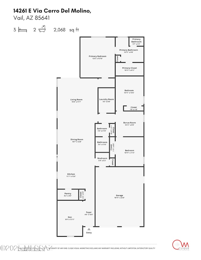 14261 E Via Cerro Del Molino, Vail, AZ 85641 - room layout