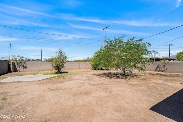 view of yard featuring a fenced backyard and a patio
