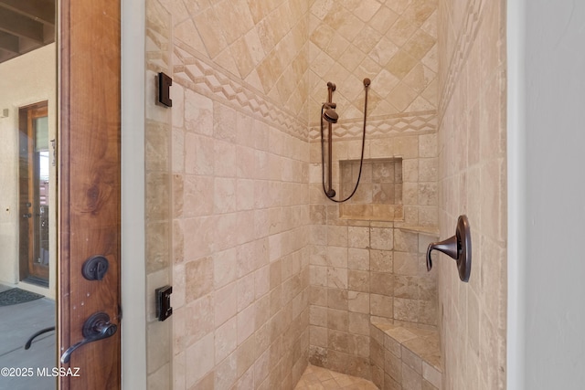 bathroom featuring a stall shower