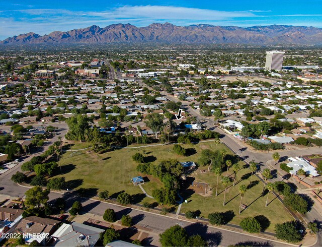 aerial view with a residential view and a mountain view