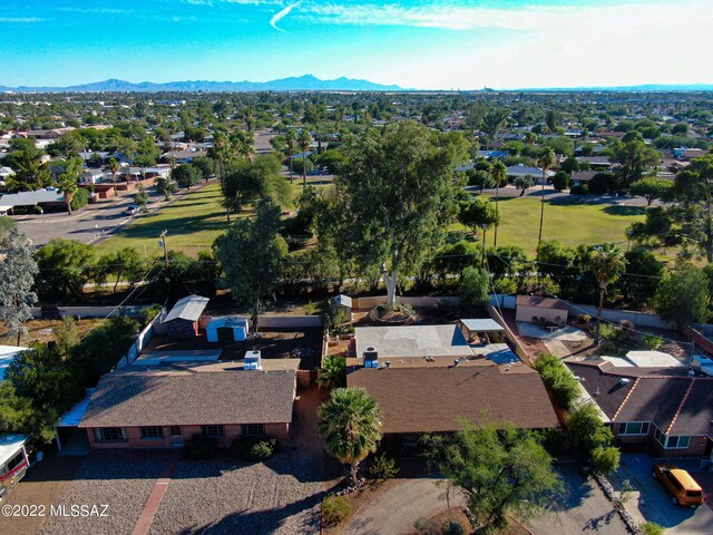 bird's eye view with a residential view and a mountain view