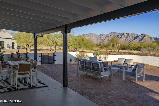 1720 W Cessna Way, Tucson, AZ 85755 - view of patio featuring outdoor lounge area and a mountain view