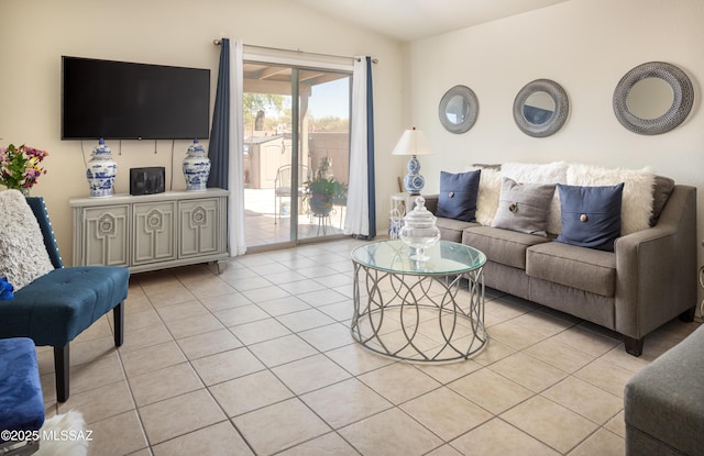 5314 W Canyon Towhee St, Tucson, AZ 85742 - living area with light tile patterned flooring and vaulted ceiling