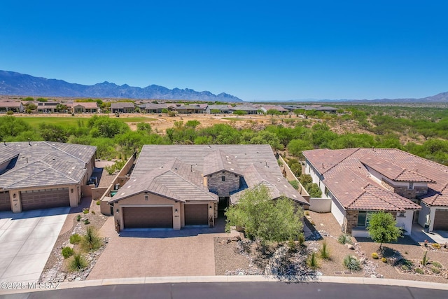 bird's eye view with a mountain view and a residential view