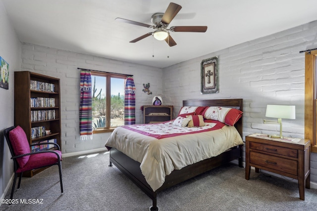 bedroom featuring carpet floors and ceiling fan
