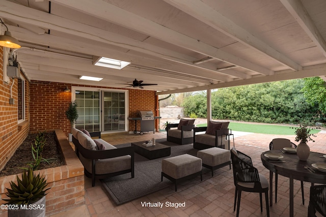 38 N Irving Ave, Tucson, AZ 85711 - view of patio with a grill, an outdoor living space, and ceiling fan