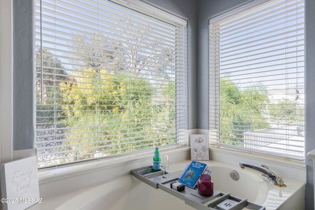 bathroom featuring a bath and plenty of natural light