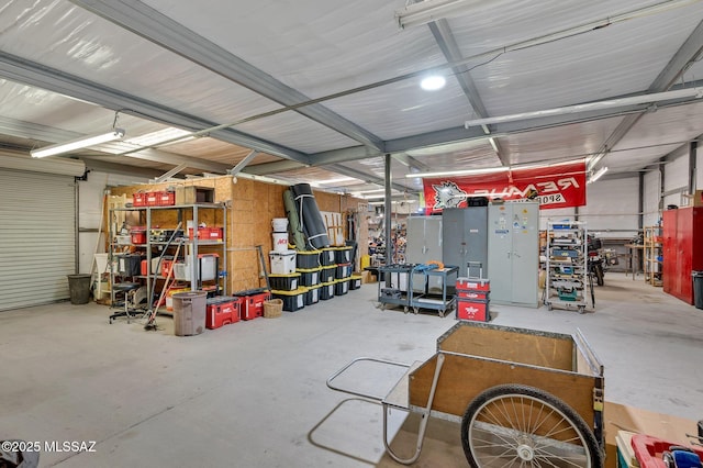 garage featuring a workshop area