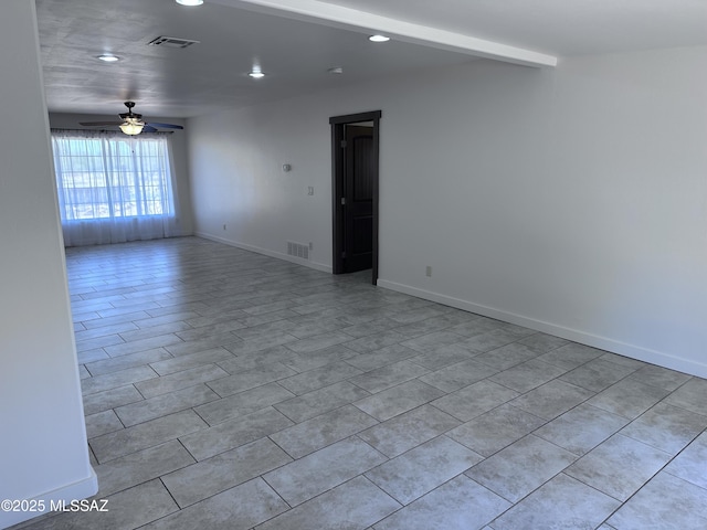 419 N Miller Ln, Saint David, AZ 85630 - empty room featuring baseboards, visible vents, recessed lighting, and ceiling fan