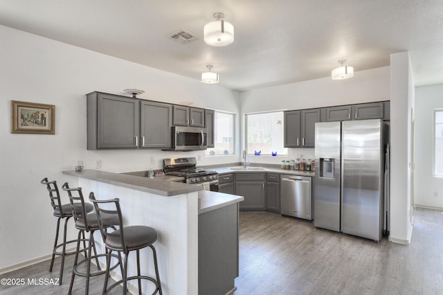 kitchen with visible vents, a sink, plenty of natural light, and stainless steel appliances