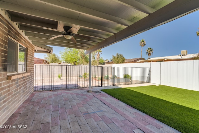 6624 N Galaxy Rd, Tucson, AZ 85741 - view of patio / terrace featuring a fenced backyard and a ceiling fan