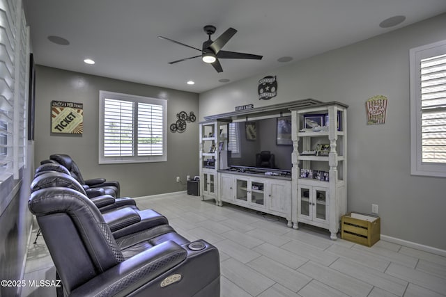 5854 W Indian Sunrise Dr, Tucson, AZ 85742 - living area featuring recessed lighting, a ceiling fan, and baseboards