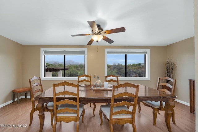 5122 W Camino De La Amapola, Tucson, AZ 85745 - dining space with plenty of natural light, light wood-style floors, baseboards, and ceiling fan