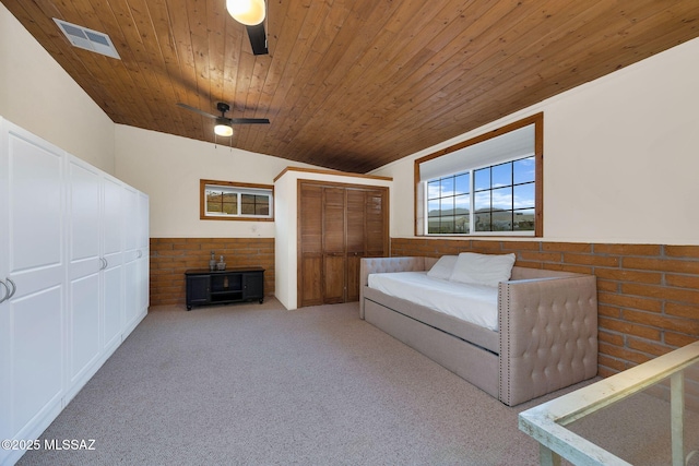 5122 W Camino De La Amapola, Tucson, AZ 85745 - carpeted bedroom featuring wood ceiling, a wainscoted wall, and vaulted ceiling