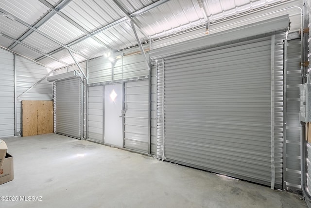 garage with metal wall