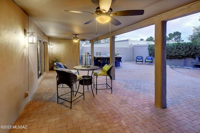 2714 W Magee Rd, Tucson, AZ 85742 - view of patio with a ceiling fan and a fenced backyard