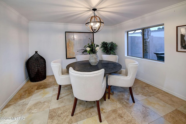 2714 W Magee Rd, Tucson, AZ 85742 - dining room with an inviting chandelier, crown molding, and baseboards
