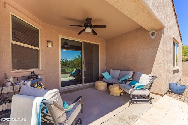 view of patio with a ceiling fan
