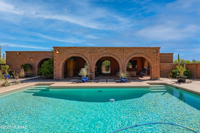 view of pool with fence, a patio, and a fenced in pool