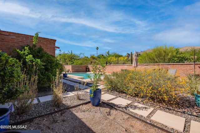 view of yard featuring a fenced in pool and a fenced backyard