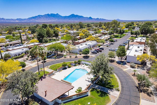 aerial view with a mountain view