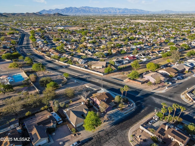 bird's eye view with a residential view and a mountain view