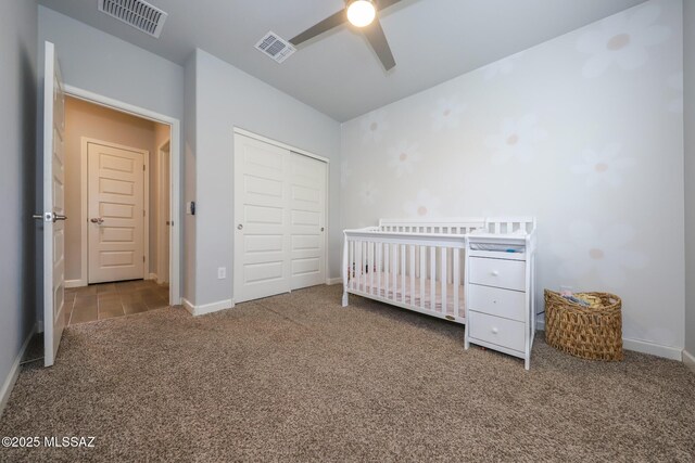 491 W Camino Del Toro, Vail, AZ 85641 - bedroom featuring carpet, a closet, baseboards, and a ceiling fan