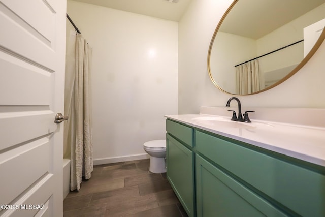 491 W Camino Del Toro, Vail, AZ 85641 - full bath featuring vanity, toilet, baseboards, wood finished floors, and shower / bath combo
